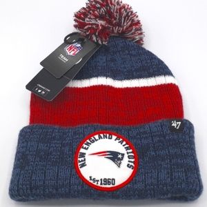 PATRIOTS MEN'S WINTER POM POM HAT 47BRAND NWT
